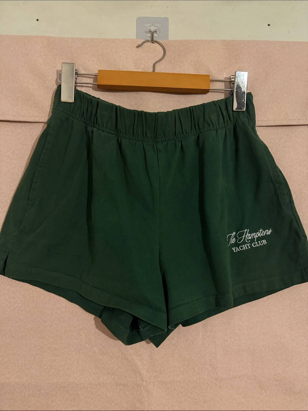 Ardene Dark Green Elastic Waist Athletic Shorts with Embroidery